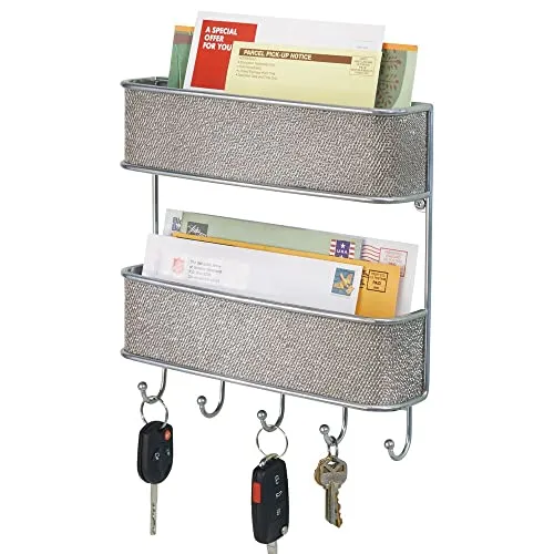 mDesign Schlüsselbrett Schlüsselboard Metall silber mit Ablage