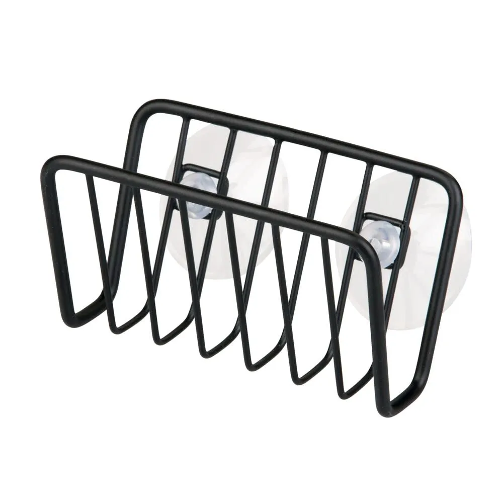 mDesign Schwammhalter Spüle 2er-Set mattschwarz mit Saugnapf