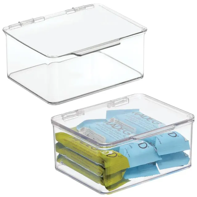 mDesign 2er-Set Küchen Organizer Box transparent Deckel