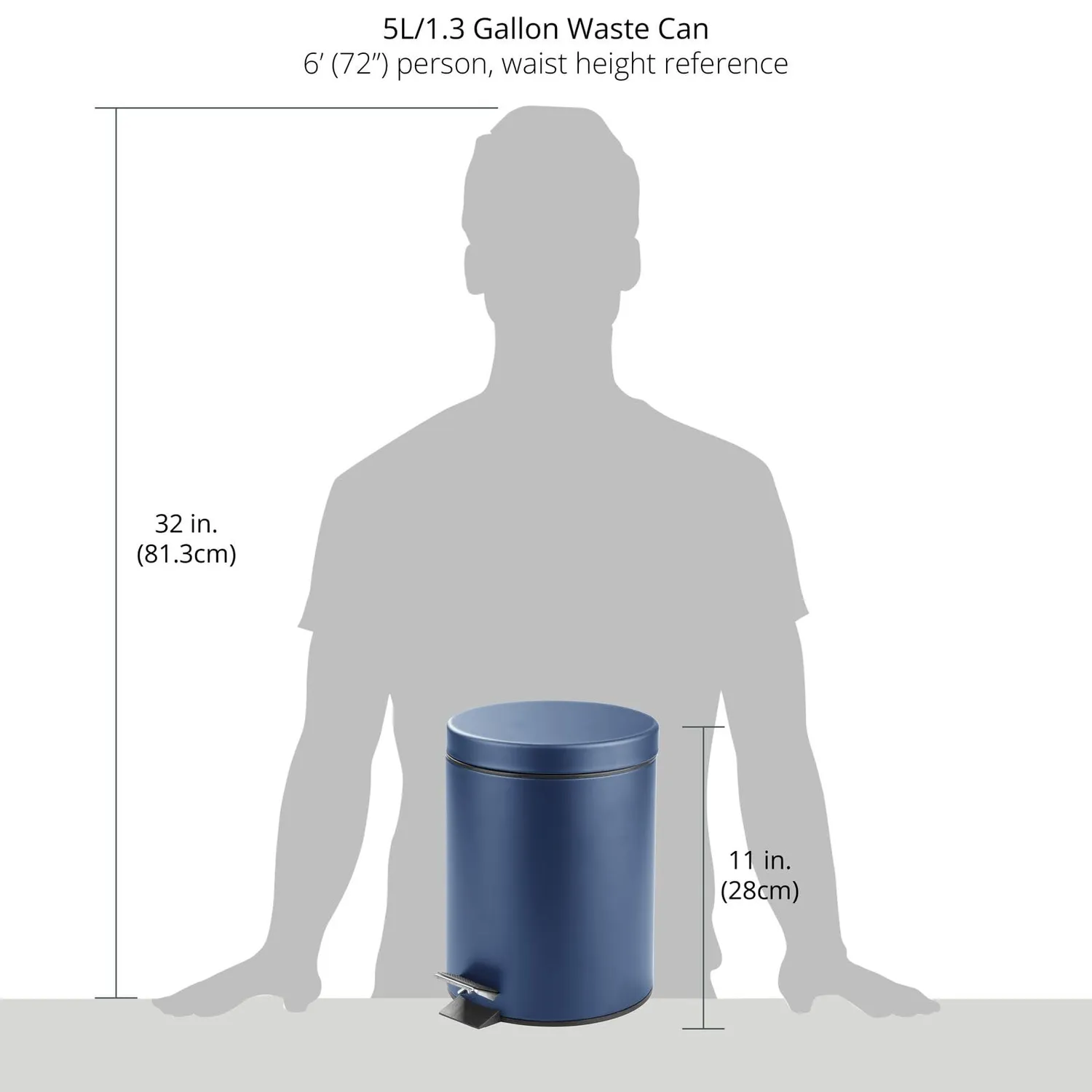 mDesign Tretmülleimer 5 Liter blau Metall