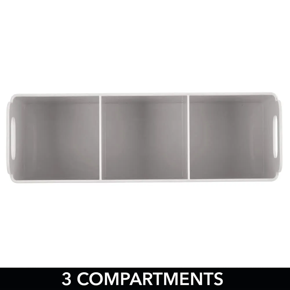 mDesign Tea Caddy Küchen Organizer 3 Fächer 2er-Set hellgrau