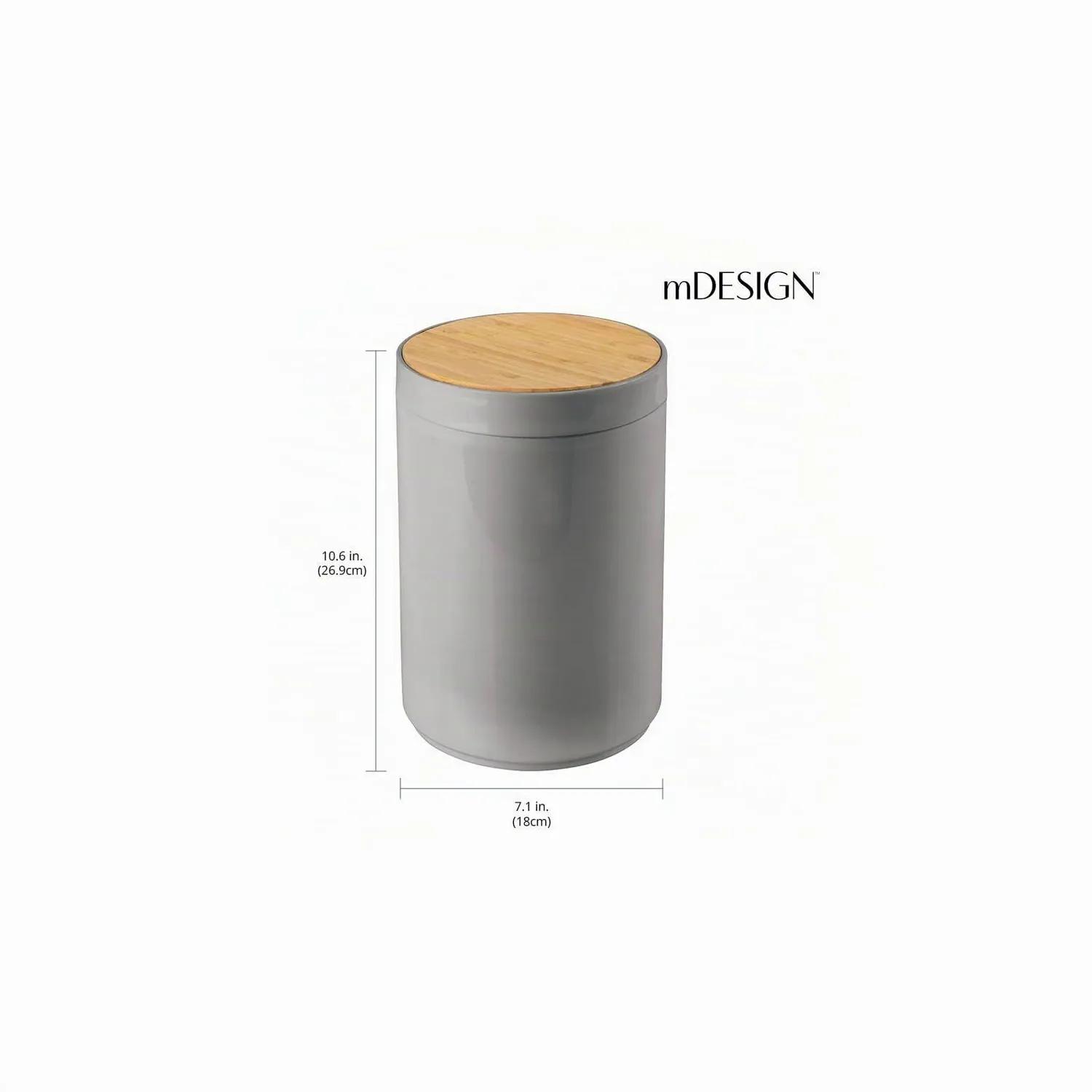 mDesign Mülleimer Bambus Deckel 5L grau