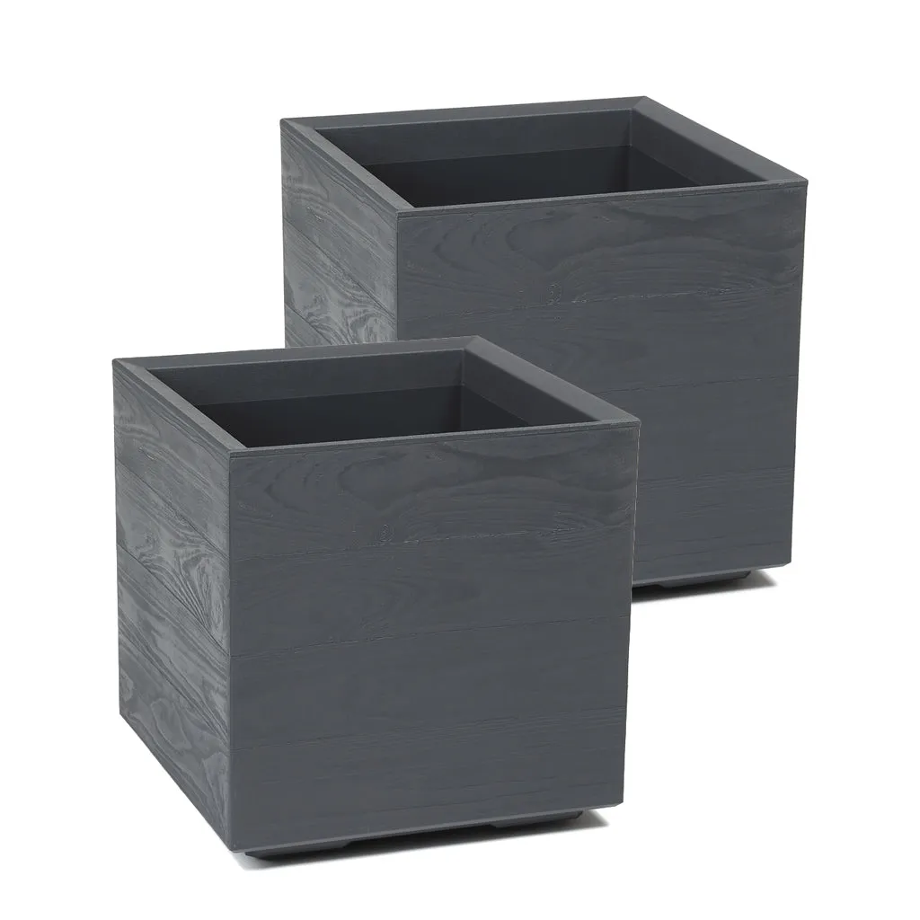 Kreher Eco Wood Pflanzkübel Anthrazit 40x40x40 rollbar