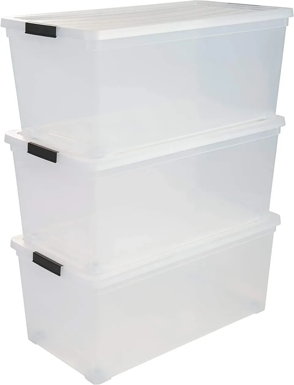Iris Ohyama NCS-420 Box 70L 3er-Set transparent mit Rollen