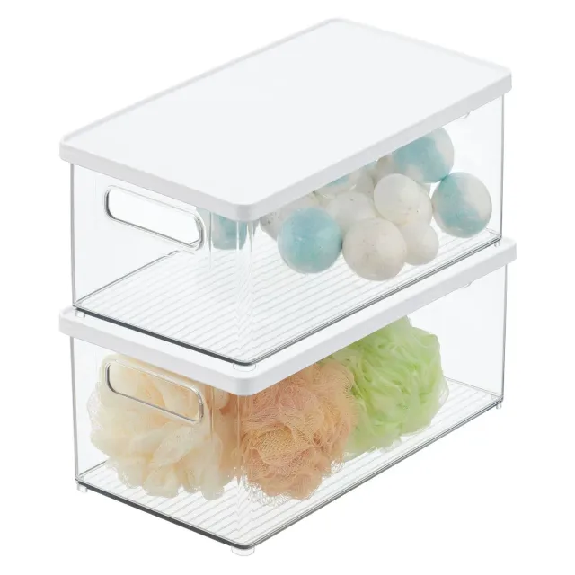 mDesign Kosmetik Organizer Box 2er-Set mit Deckel weiß