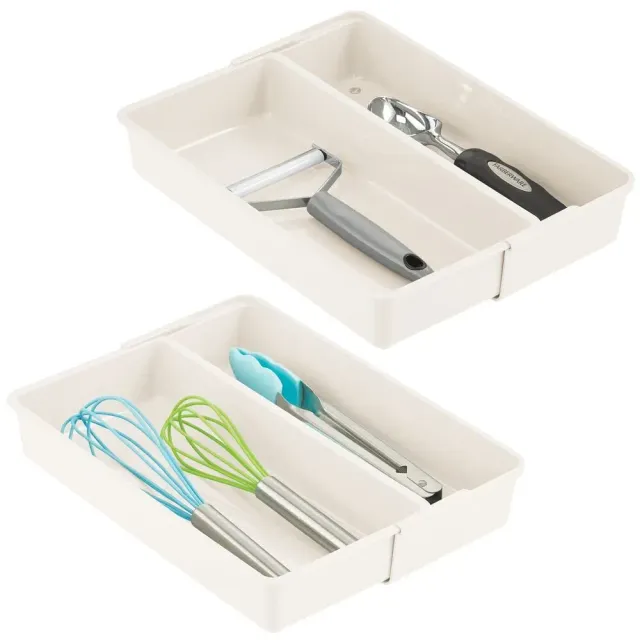 mDesign Schubladen Organizer 2er-Set creme verstellbar