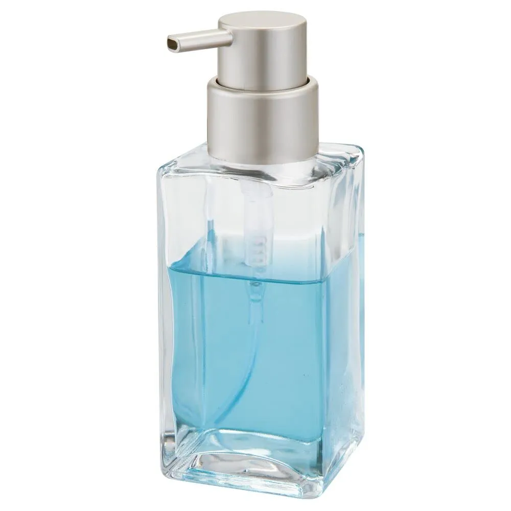 mDesign Seifenspender 2er-Set 414 ml Glas transparent