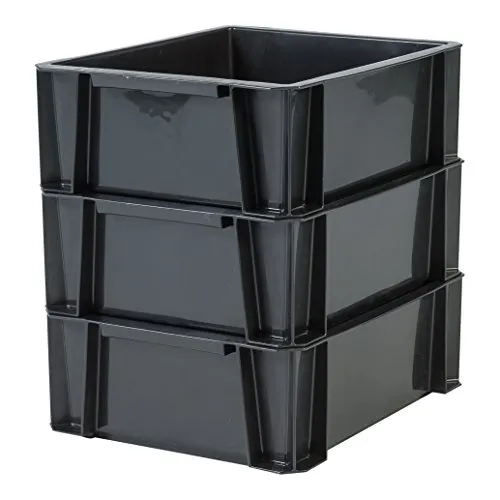 Iris Ohyama STB-M Werkzeugbox 8L Schwarz 3er-Set