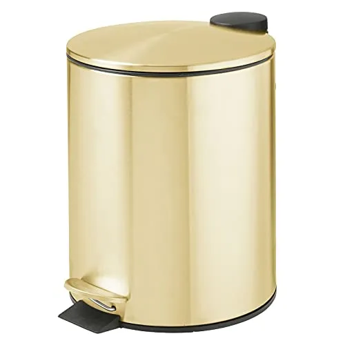 mDesign Abfalleimer Metall 5 Liter weiches Messing rund