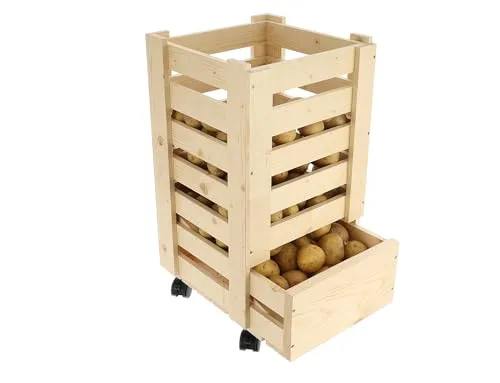 GoodFreshDecor Kartoffelkiste Holz 30x40x57 cm mit Rollen