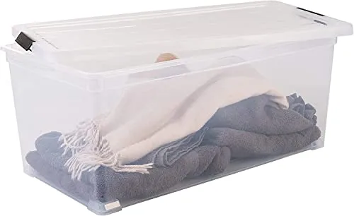Iris Ohyama NCS-420 Box 70L 3er-Set transparent mit Rollen