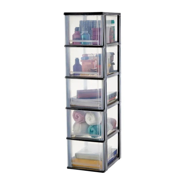 Iris Ohyama DDOCH Schubladenbox 5x13L Schwarz A4 BPA-frei