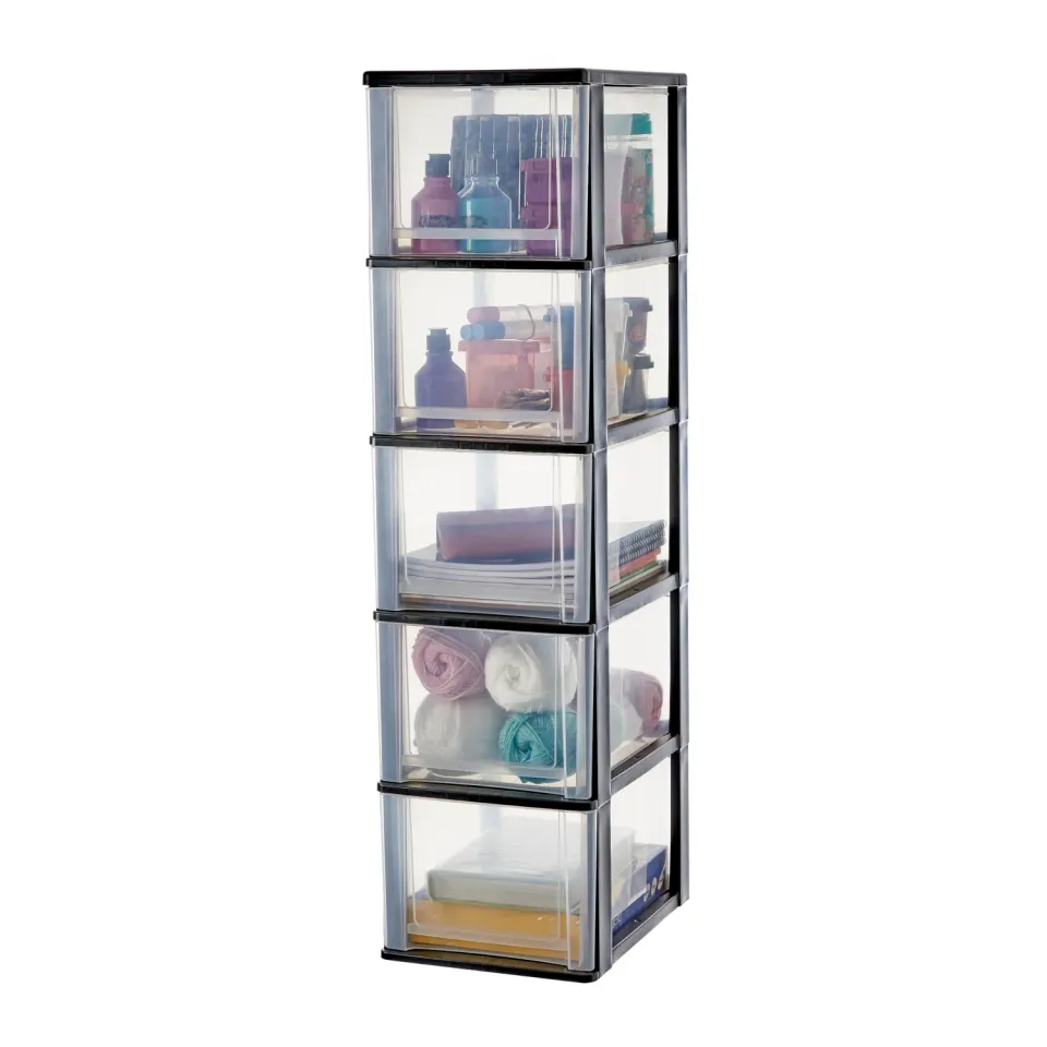 Iris Ohyama DDOCH Schubladenbox 5x13L Schwarz A4 BPA-frei