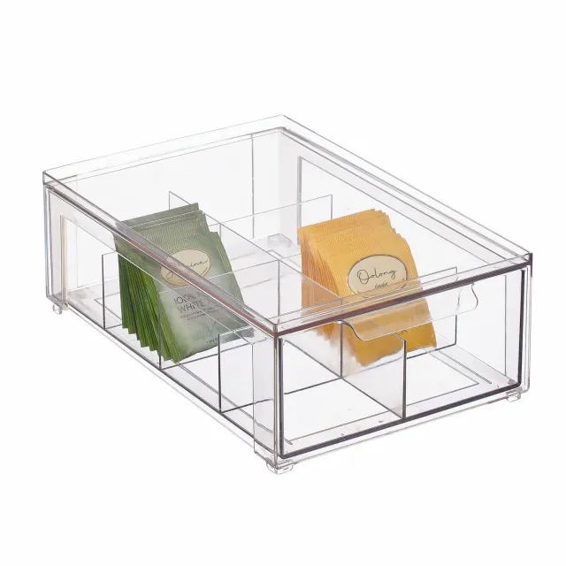 mDesign Schubladenbox 8 Fächer Küchen Organizer transparent