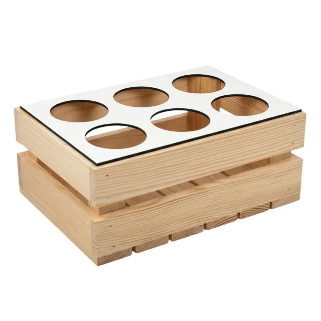GoodFreshDecor Flaschenträger Holz 6x0,5L 30x20 Natur Weiß
