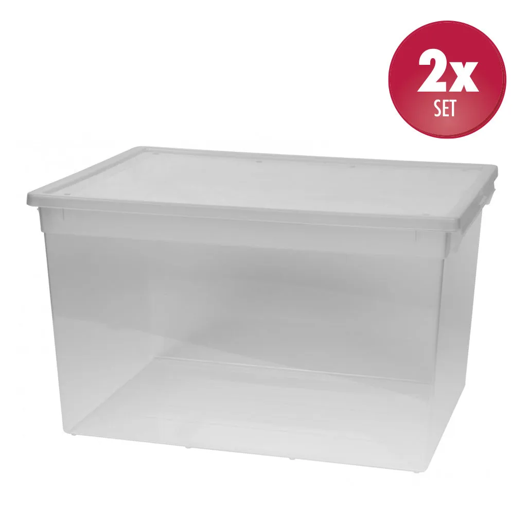 Kreher LightBox 52 XXL Kleiderbox 50 L transparent 2 Stück