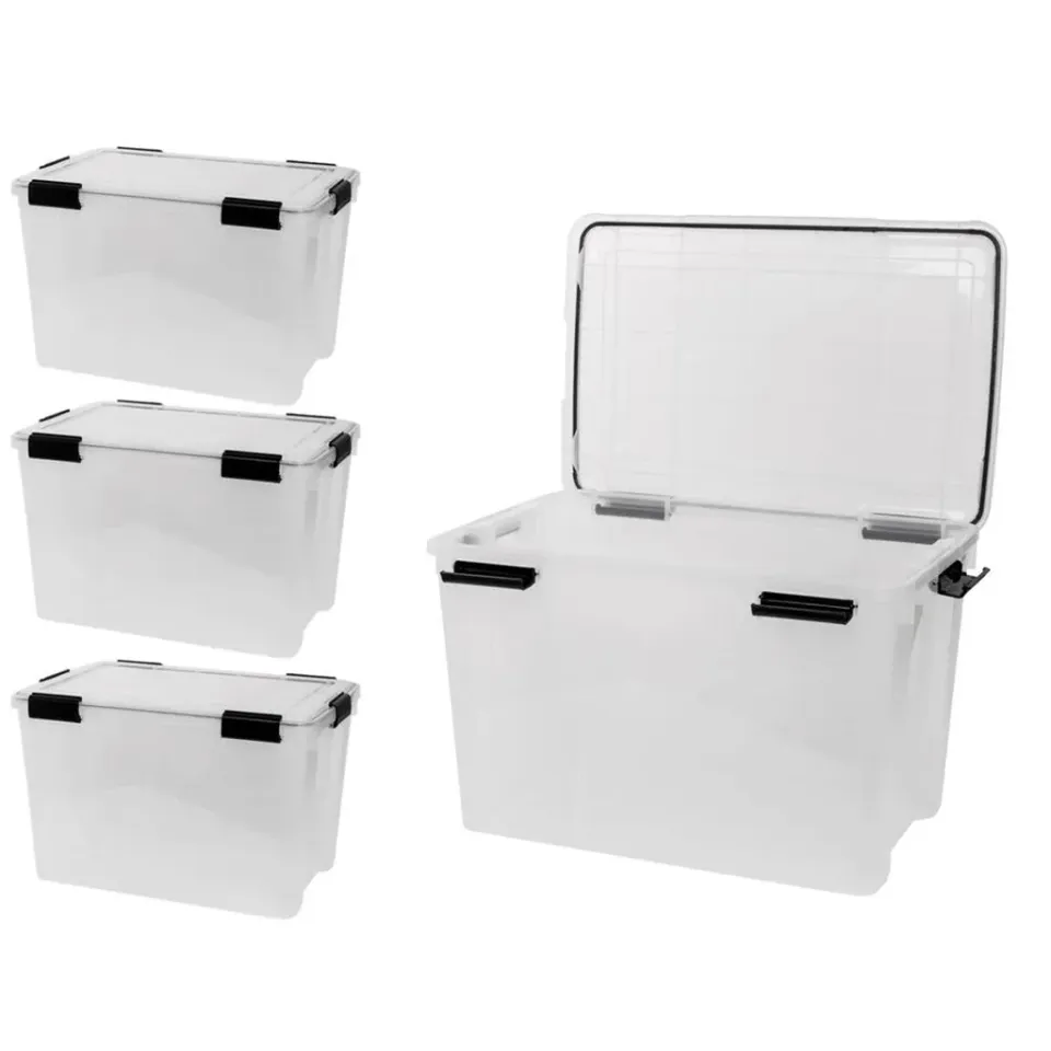 Kreher Box mit Dichtung 50 Liter 4er Set transparent