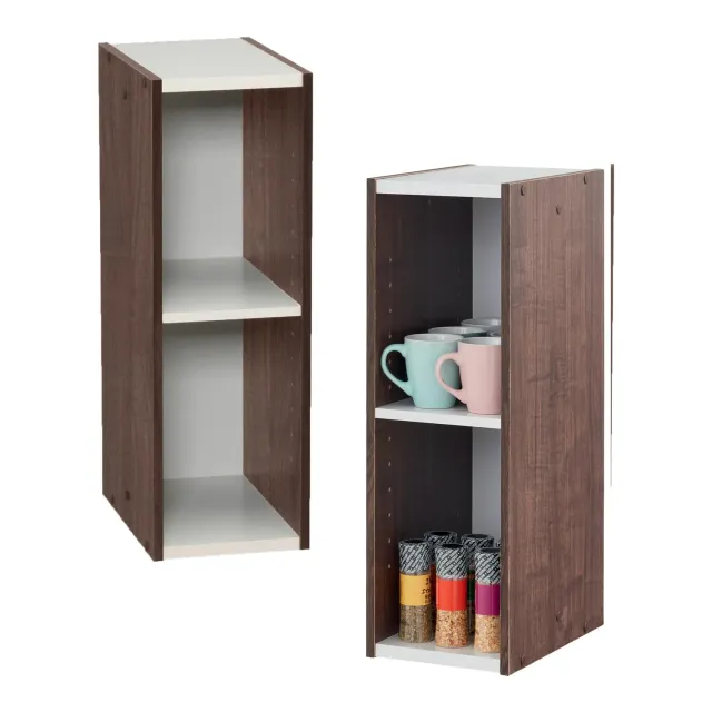 Iris Ohyama UB-6020 Regal braun 2 Ebenen Holz schmal