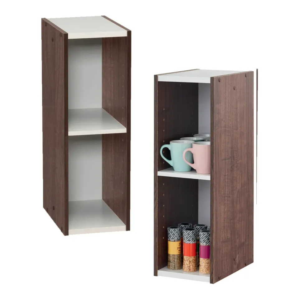 Iris Ohyama UB-6020 Regal braun 2 Ebenen Holz schmal