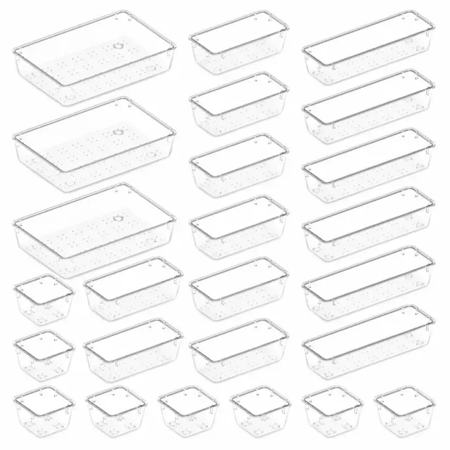 Lifewit Schubladen Organizer Set 25-teilig Transparent Kunststoff