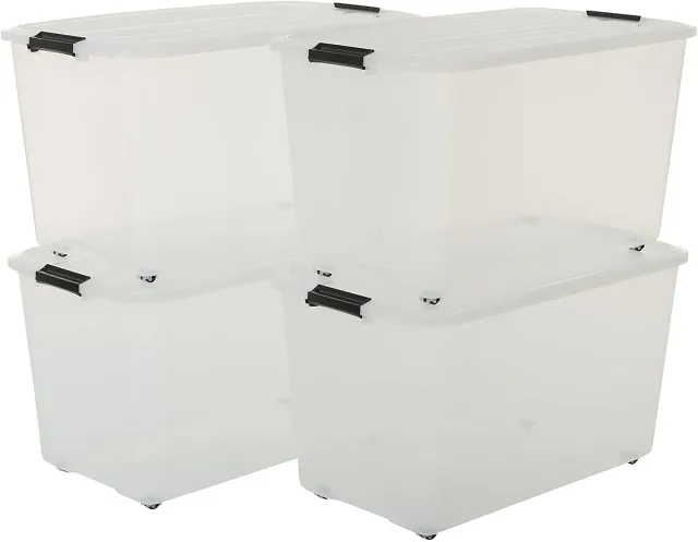 Iris Ohyama TBR-70 Aufbewahrungsbox 70L 4er-Set transparent