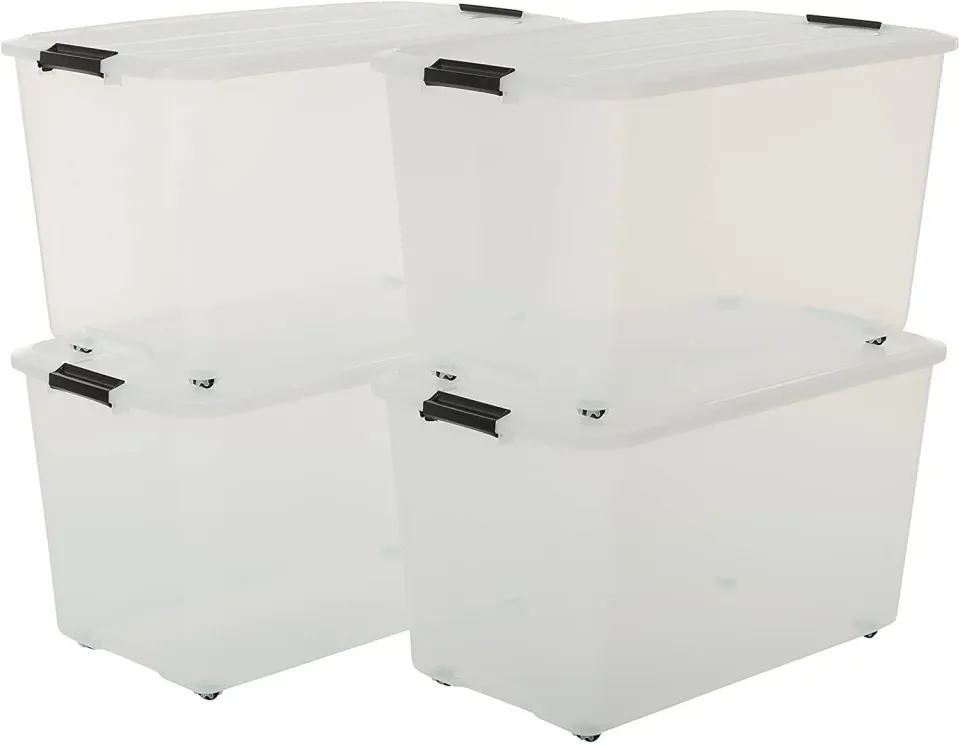 Iris Ohyama TBR-70 Aufbewahrungsbox 70L 4er-Set transparent
