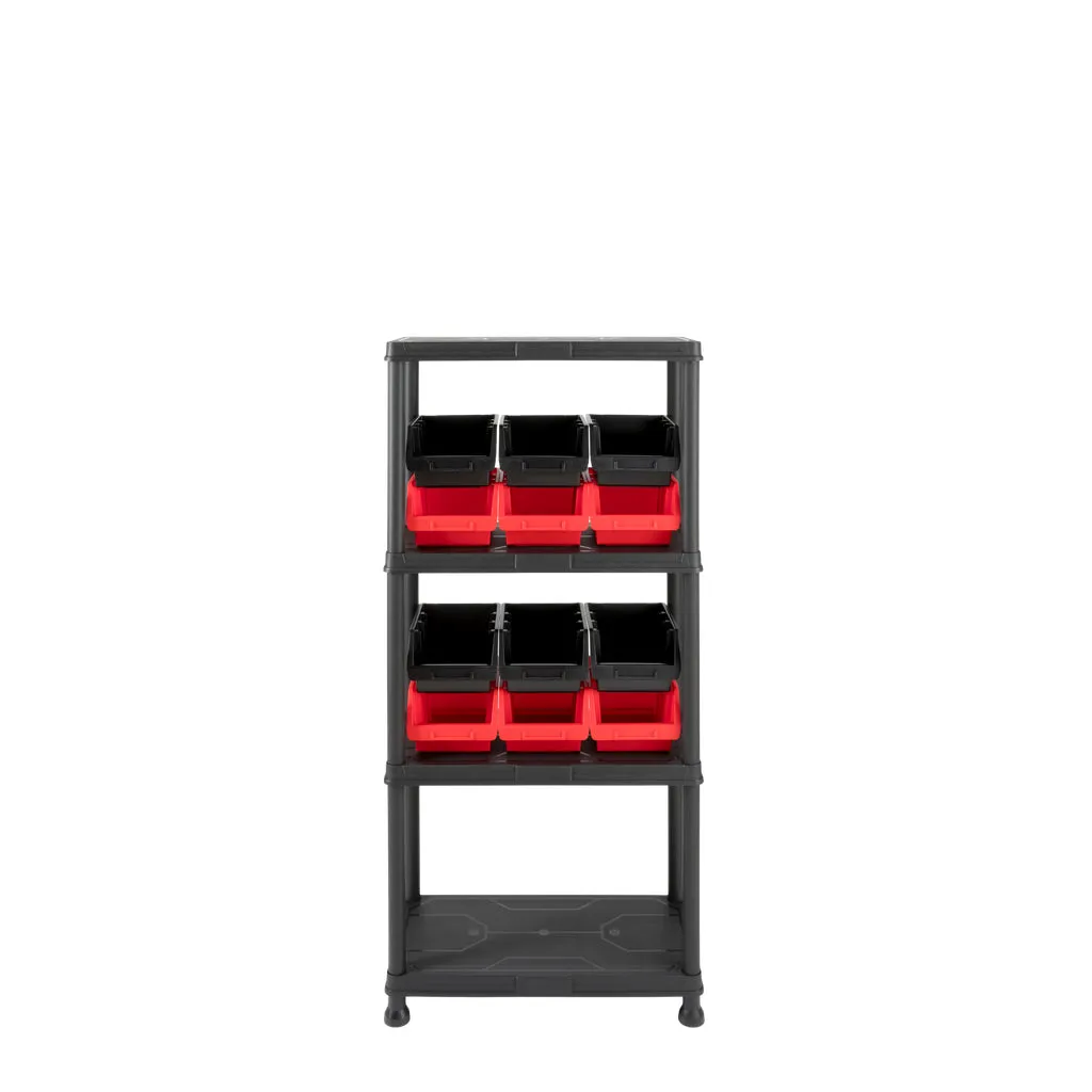 Kreher Q-Brick Kunststoffregal Set 1 mit 6 Boxen schwarz