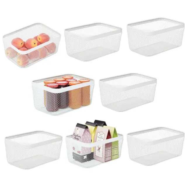 M Design Meshi Aufbewahrungskorb Weiß 8 Stück Stahldraht
