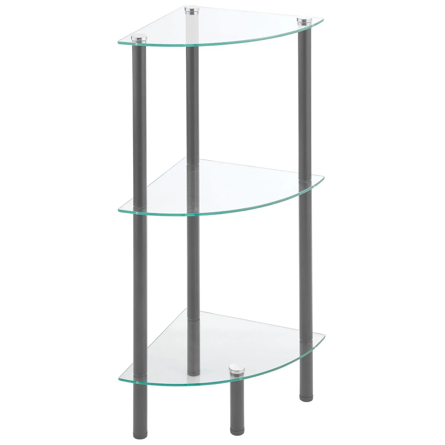 mDesign Glasregal Eckregal 3 Ebenen transparent dunkelgrau 72,4cm