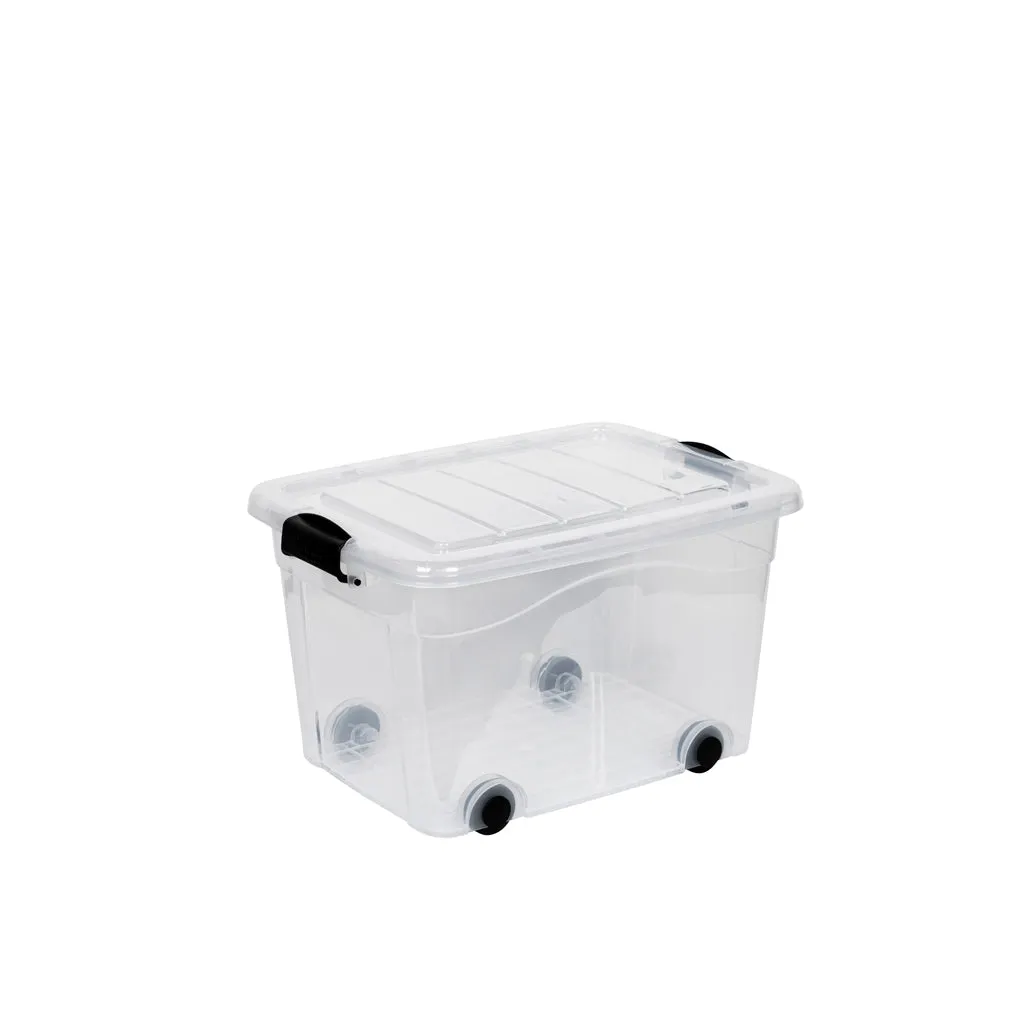 Kreher Roller Box Aufbewahrungsbox 60 L transparent Rollen