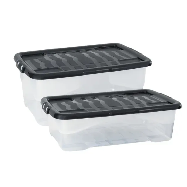 Kreher Curve Aufbewahrungsbox Transparent 42+30 L Set mit Deckel
