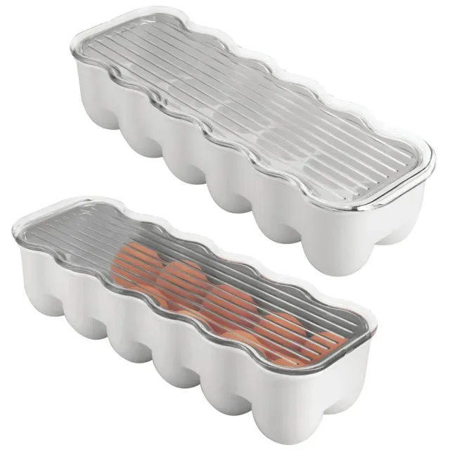 mDesign Eierbox Kühlschrank 24 Eier 2er Pack Hellgrau