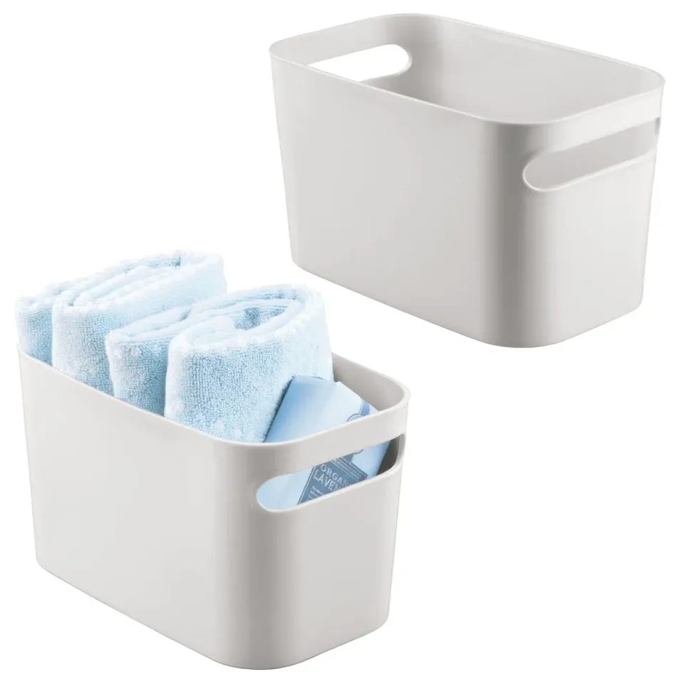 mDesign Bad Aufbewahrungskorb 25,4 cm 2er Set hellgrau