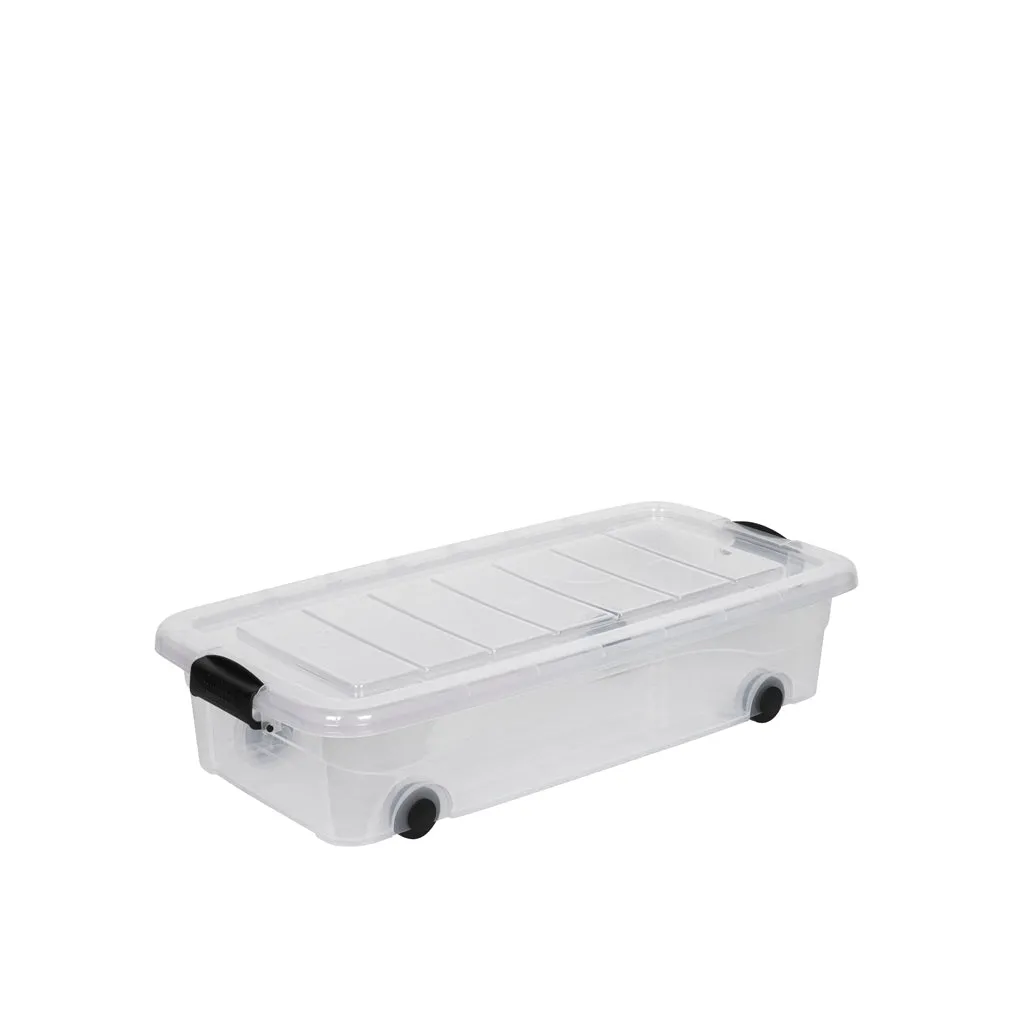Kreher Roller Box Aufbewahrungsbox 60 L transparent Rollen