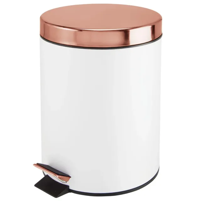mDesign Tretmülleimer Mülleimer 5 L weiß rotgoldfarben