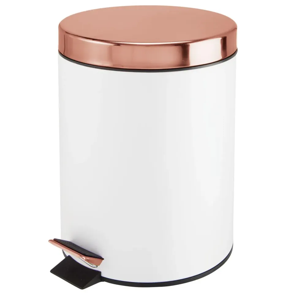 mDesign Tretmülleimer Mülleimer 5 L weiß rotgoldfarben