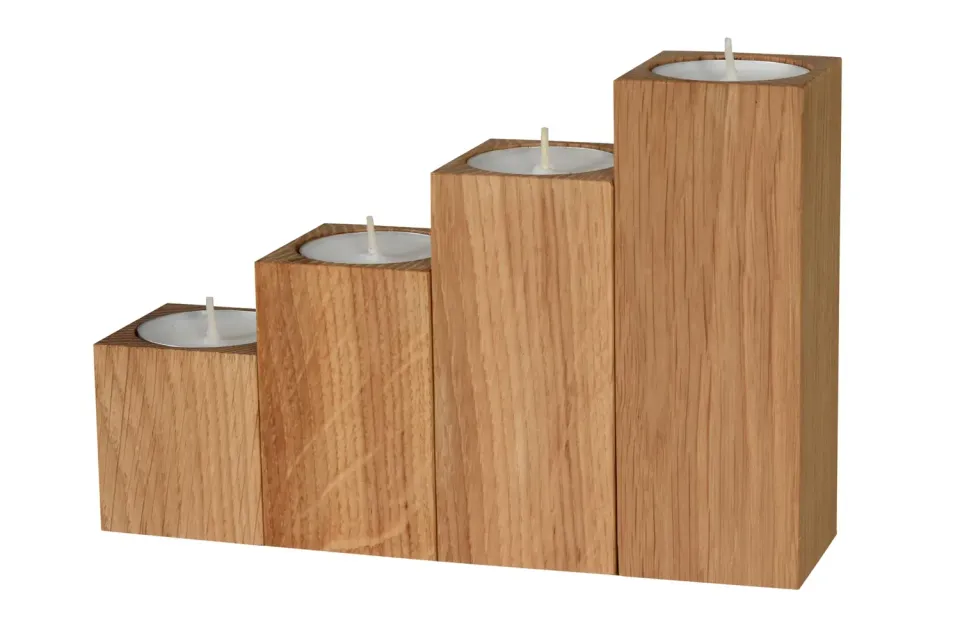 GoodFreshDecor Kerzenständer Holz 4er-Set Eiche geölt