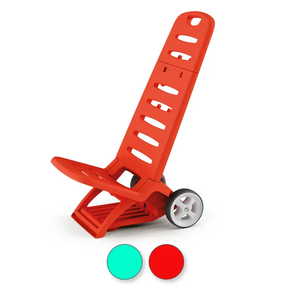 Kreher Strandstuhl klappbar mit Rädern rot Kunststoff Trolley