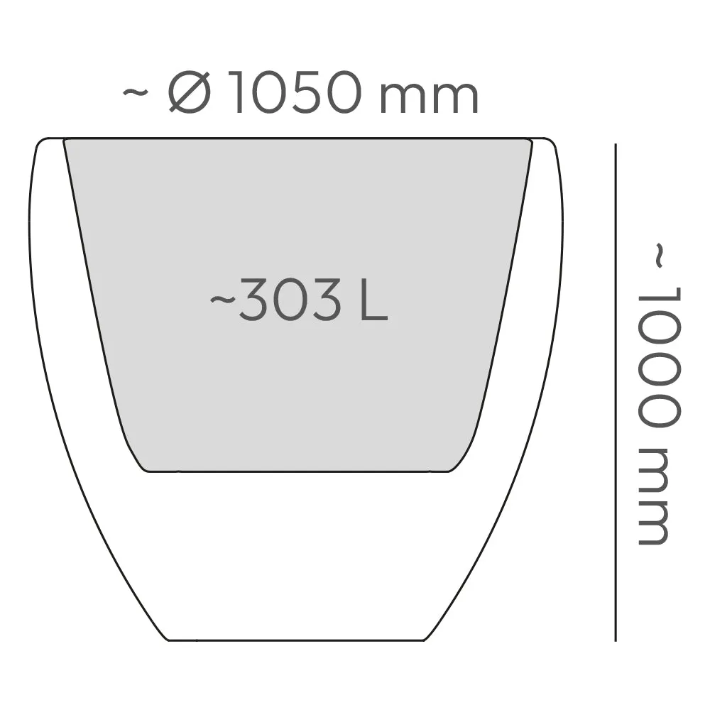 Kreher Cano XXL Pflanzkübel Steinoptik Anthrazit 300 L rund