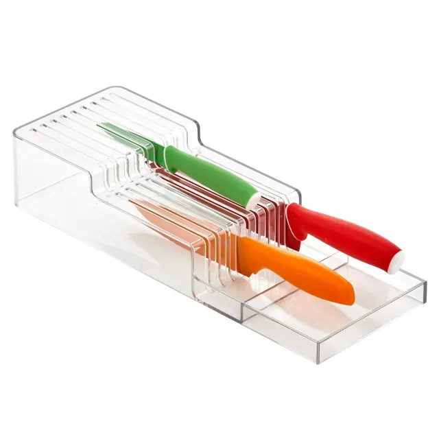 mDesign Messerblock 2-stöckig Transparent für Schublade 18
