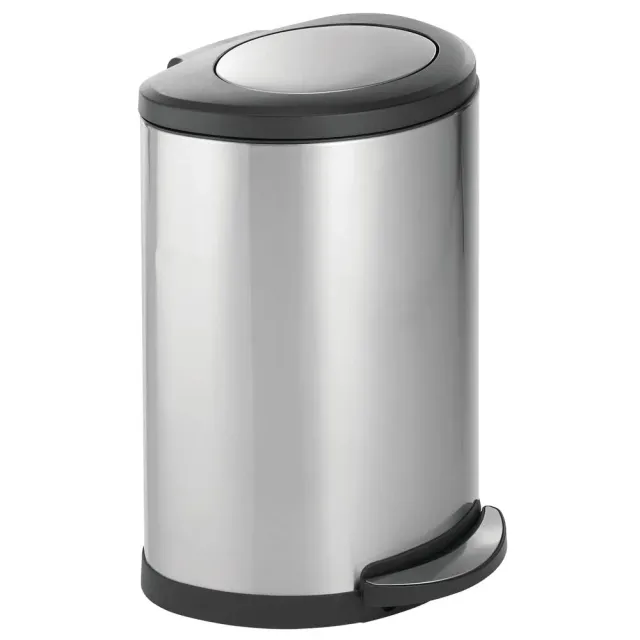 mDesign Tretmülleimer Edelstahl 45 Liter mattsilber