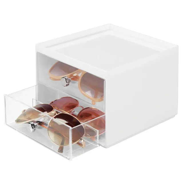 mDesign Brillenbox 2 Schubladen weiß-transparent Aufbewahrung