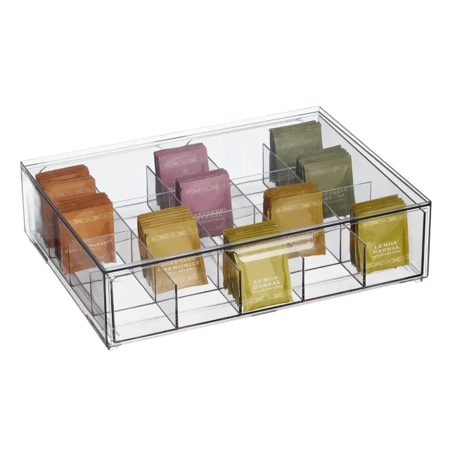 mDesign 23048MDKEU Teekiste Aufbewahrungsbox durchsichtig 20 Fächer