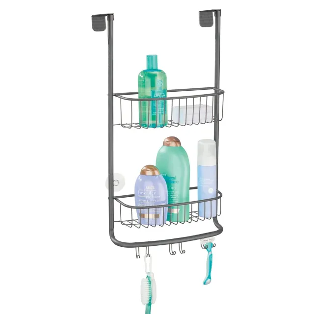 mDesign Duschablage zum Hängen Duschregal 2 Körbe grau
