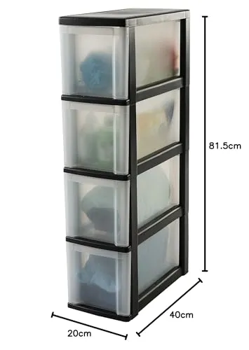 Iris Ohyama Slim Chest NSC-204 Rollcontainer schwarz