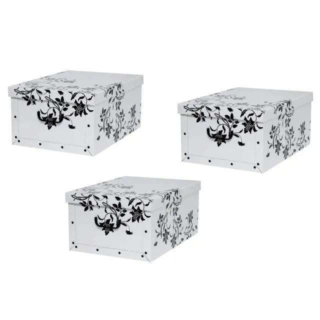 Kreher Dekokarton Blumen Barock 3x40 Liter weiß