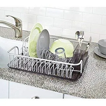 mDesign Abtropfgestell Geschirrablage Aluminium smoke silber