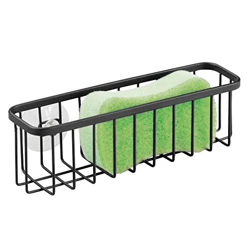 mDesign Schwammhalter Saugnäpfe Metall Schwarz matt