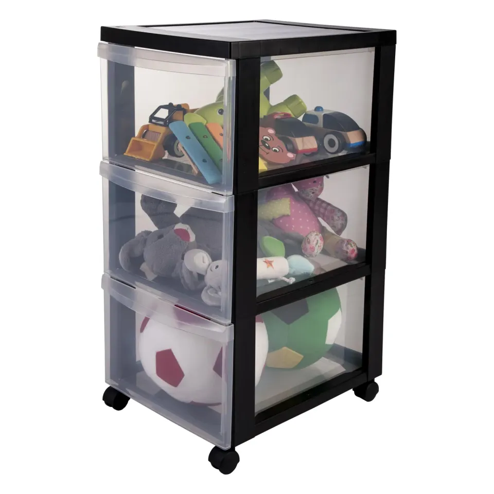 Iris Ohyama A4 Drawer DC-303 Rollcontainer Schwarz 3 Schubladen