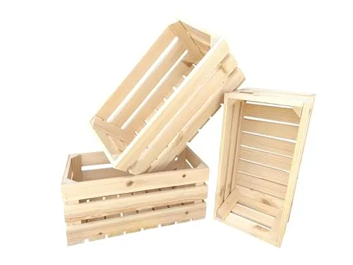 GoodFreshDecor Holzkisten 3er Set 40x20x18 cm natur